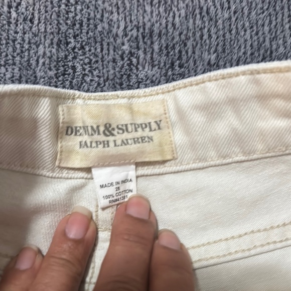 Embroidered Cream Denim Shorts - Picture 2 of 3